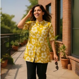 Sunshine Bloom Heavy Cotton Western Top for Women