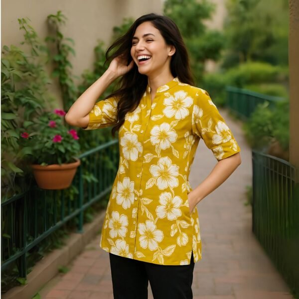Sunshine Bloom Heavy Cotton Western Top for Women - Image 3
