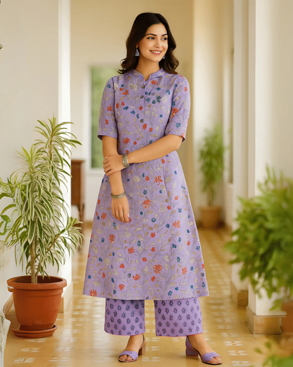 Premium Cotton A-Line Kurti Palazzo Set – Summer Comfort Edition - Image 2