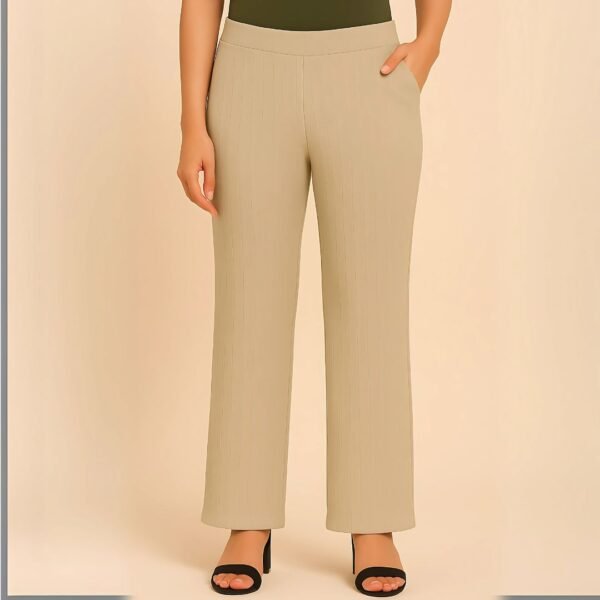 Women’s Ribbed Straight Fit Pant – Office & Everyday Comfort Wear - Image 2